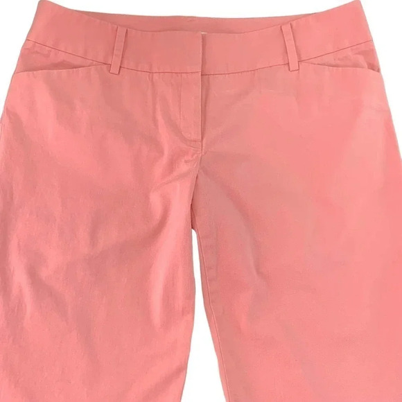 Halogen Cropped Straight Leg Trouser Pants Women Size 8 Pink Peach Fold Cuff Hem - Picture 3 of 13